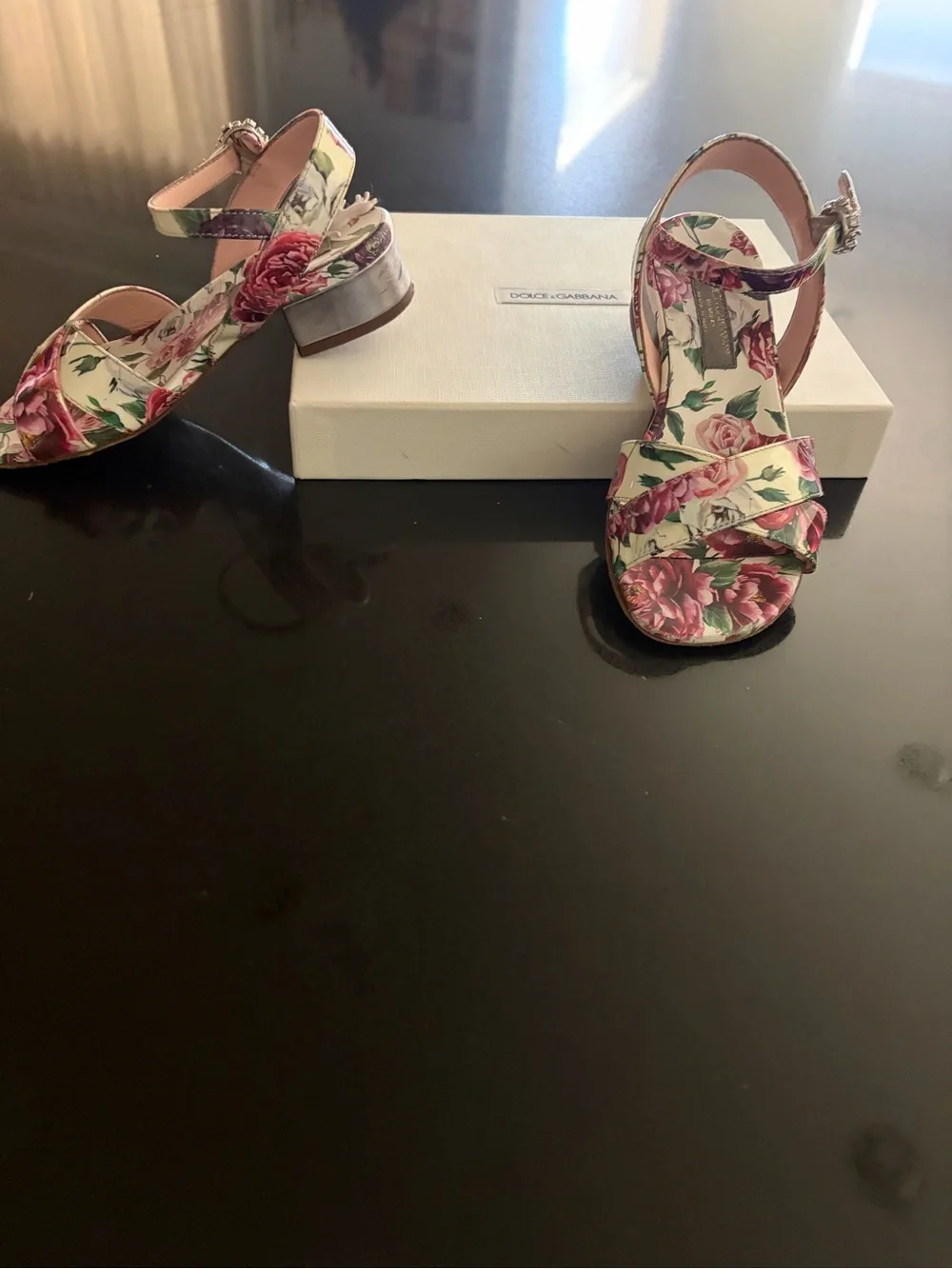 Dolce & Gabbana Floral Ankle-Strap Sandals - Pink/Green